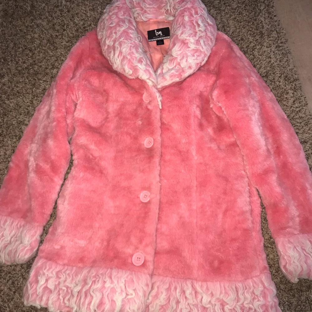 Blanc noir faux fur coat